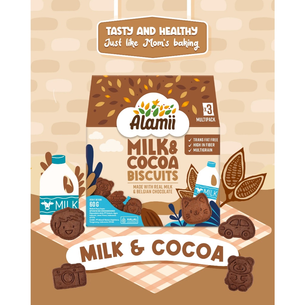 

Alamii Multigrain Biscuits - Milk Cocoa - Oat Milk - Seaweed Veggie