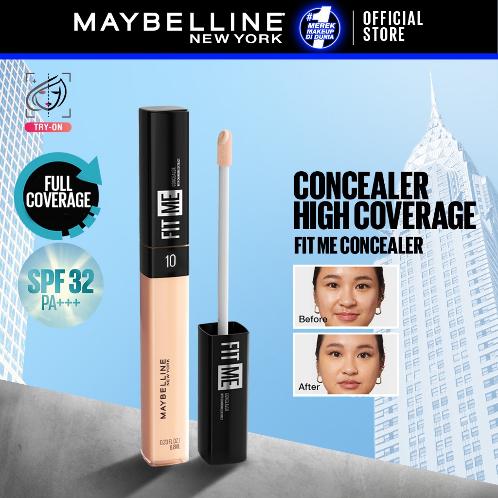 MAYBELLINE OFFICIAL Fit Me Liquid Concealer Make up - 6.7gr (Concealer Dengan Coverage Tinggi & Hasi