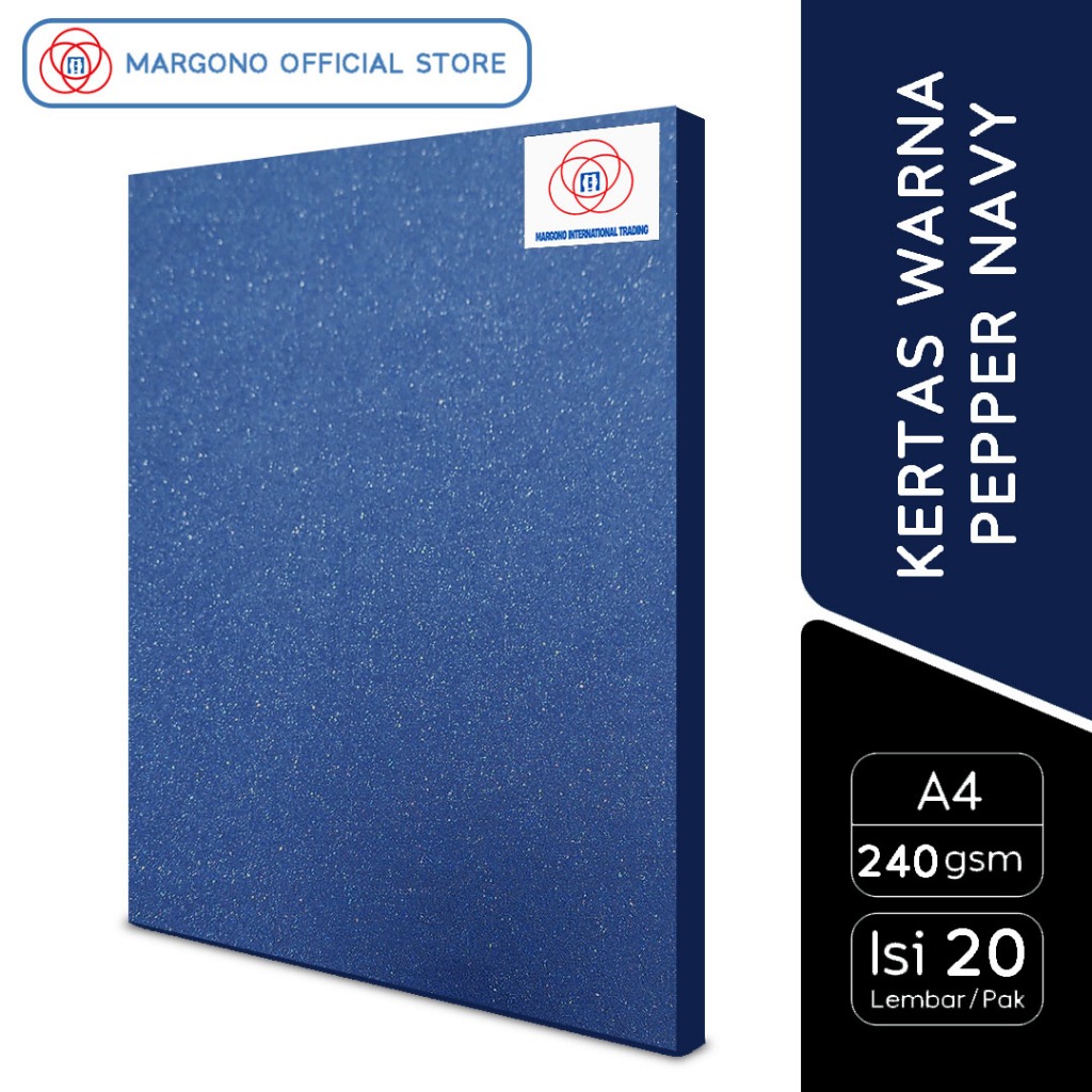 

Margono Kertas Warna A4 Pepper Navy Blue Biru Glitter 240gsm - 20 Lembar