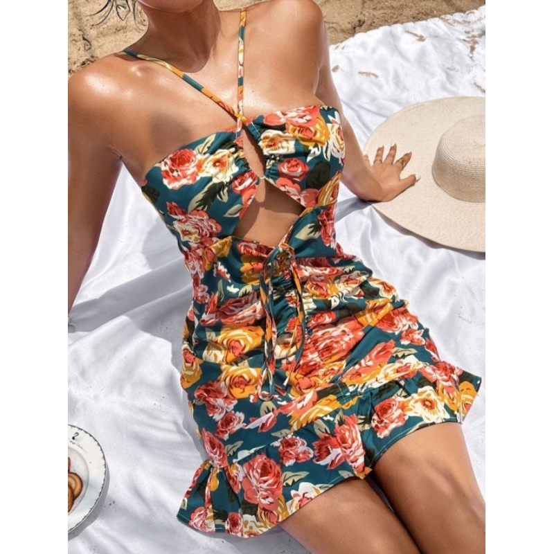 FALINE DRESS FLOWER/DRESS PANTAI STRECTH PREMIUM