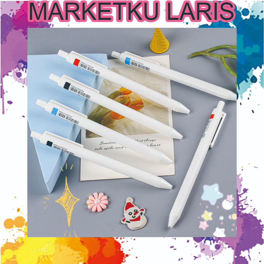 

MKL Pena Cetekan Polos Putih Pena Gel 0.5mm Pulpen Warna Tinta Hitam Biru Alat Tulis Sekolah Kantor Pen Warna Putih Bolpoint Polos Murah S144
