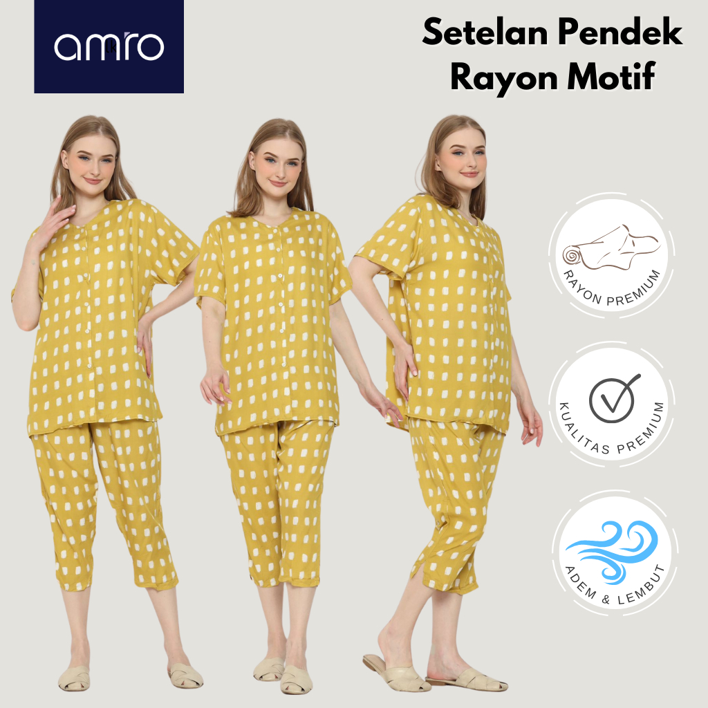 AMRO SLEEPWEAR - NAGITA ONE SET - 7/8 TANGAN RAYON - SZ24