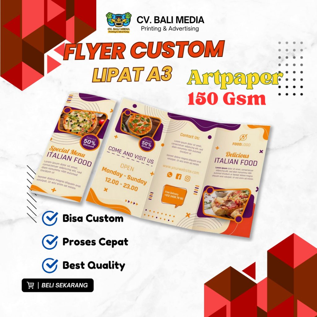 

CETAK FLYER LIPAT A3 CUSTOM ARTPAPER 150GSM - BROSUR LIPAT