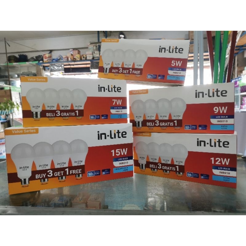 paket lampu hemat LED bulb 18watt | inlite 3+1