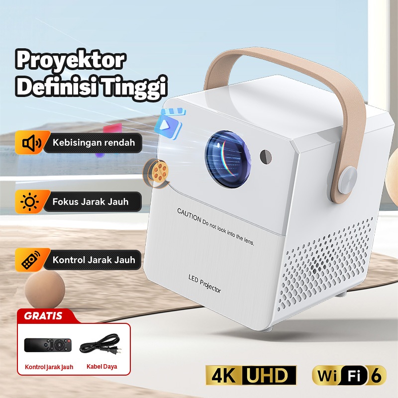 Proyektor Bluetooth 6000 Lumen 4K HD Home Android Proyektor TV  Theater Proyektor