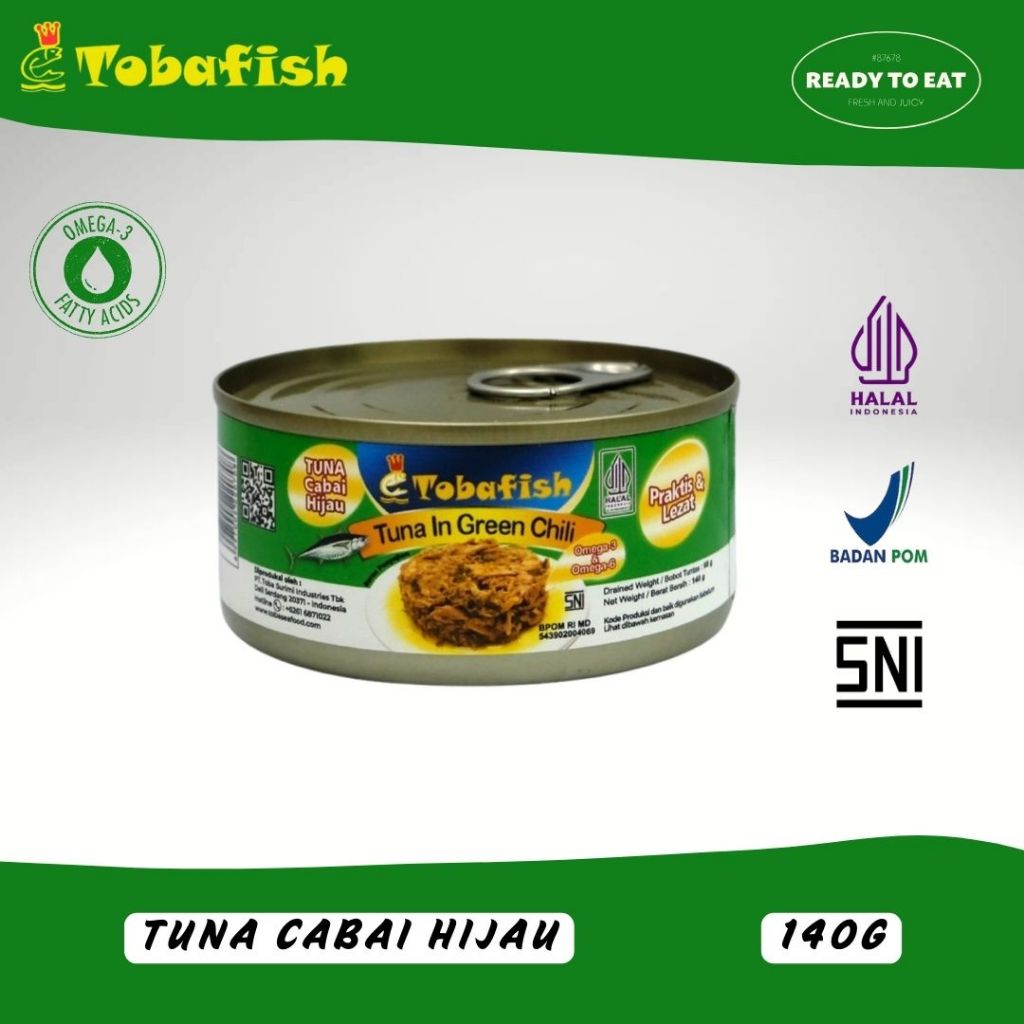 

Tobafish Tuna Kaleng Cabe Hijau / Tuna Can in Green Chili 140 gram / Canned Tuna