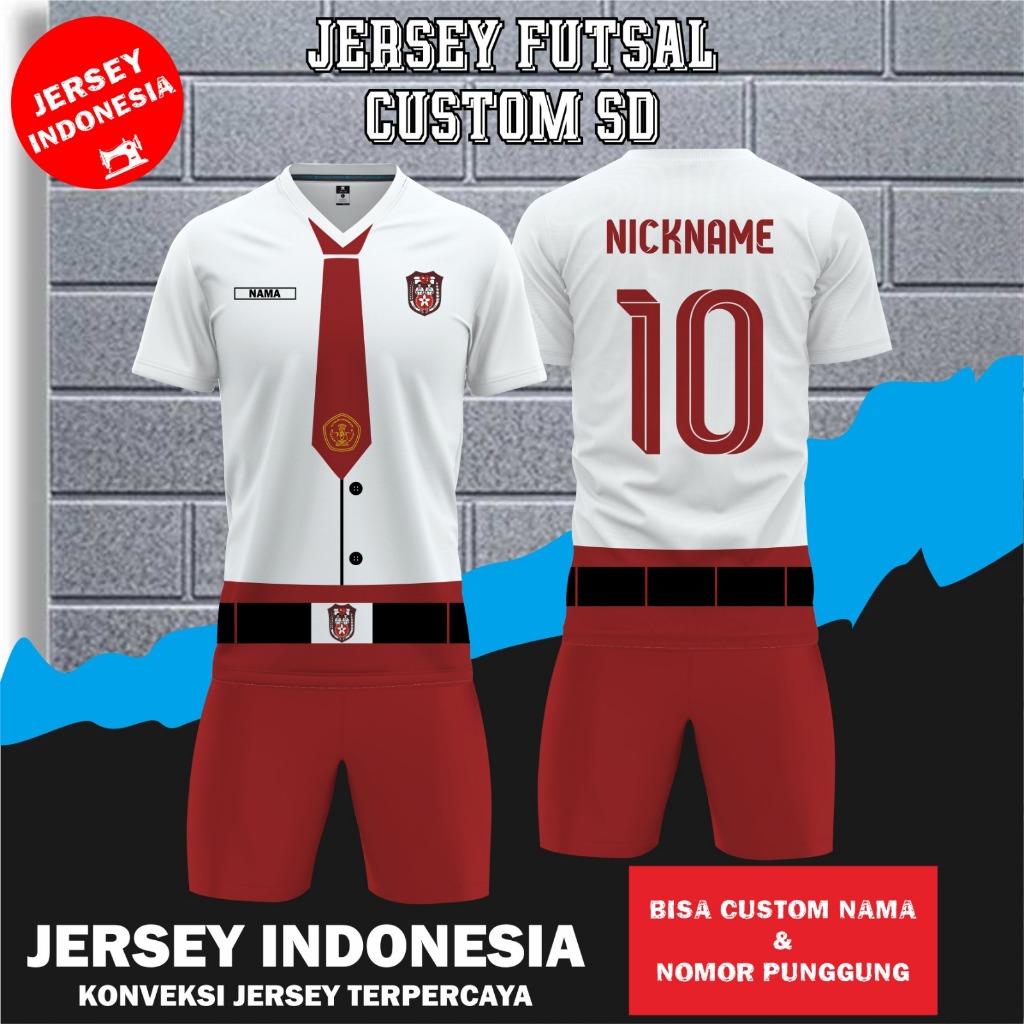Jersey FUTSAL CUSTOM MOTIF SD OLAHRAGAFull Printing Dry Fit, Free Custom Desain tersedia ukuran anak