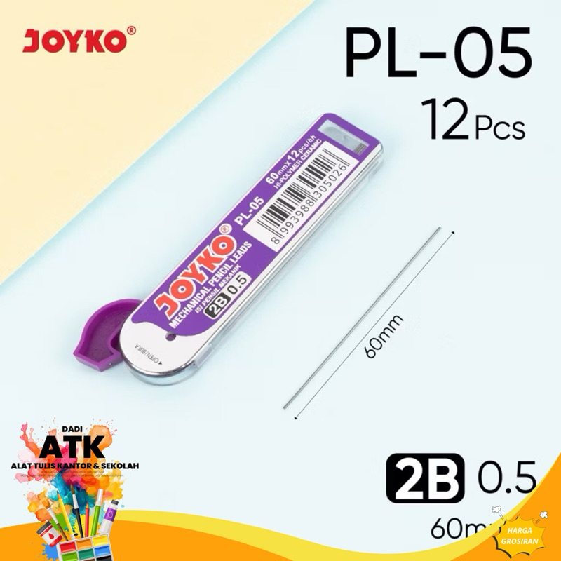 

Isi Pensil Mekanik Joyko PL-05 2B 0.5 mm Pencil Lead 10 Tube