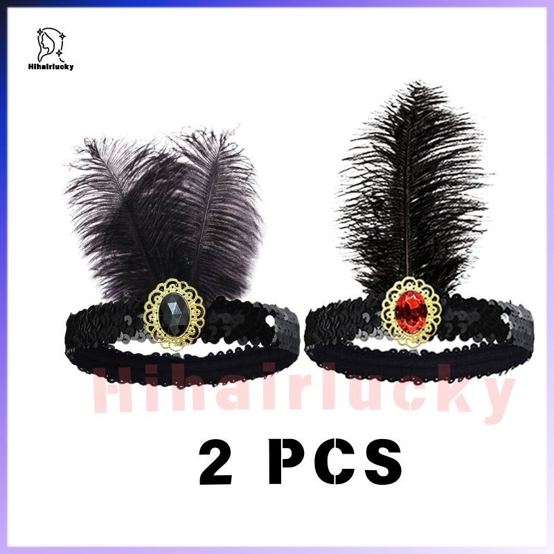 UY7 HIL-5 Ikat Kepala Bulu, Hiasan Kepala Gatsby Bando bulu hiasan kepala Hiasan kepala bulu prom