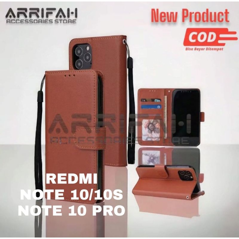 CASE REDMI NOTE 10/10S 4G, REDMI NOTE 10 PRO - FLIP COVER WALLET LEATHER CASE DOMPET KULIT