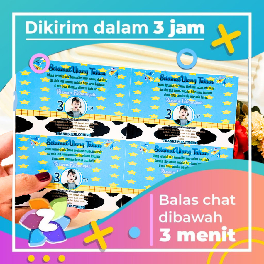 

Zennida Print Sticker Ulang Tahun Anak Persegi Stiker Label Undangan Ultah Ulang Taun Bandung