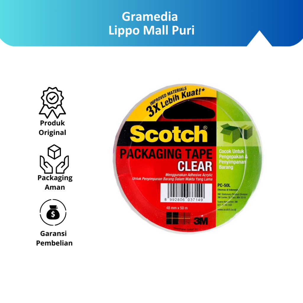 

Gramedia Lippo Mall Puri - Scotch - Lakban Packing Transparan 3 M