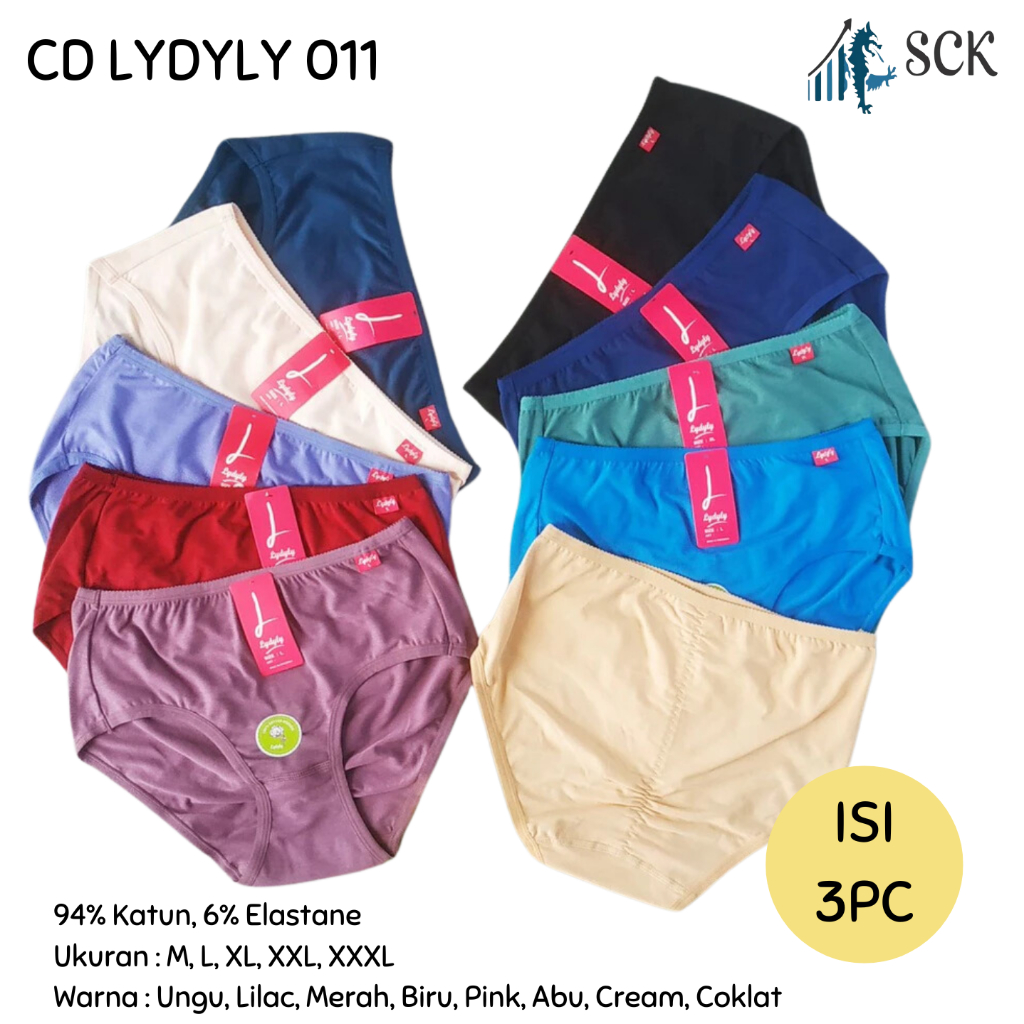[ISI 3] CD Wanita LYDYLY L-011 Belakang Jahitan Zig Zag Bahan Katun / Celana Dalam L 011 Model Kerut