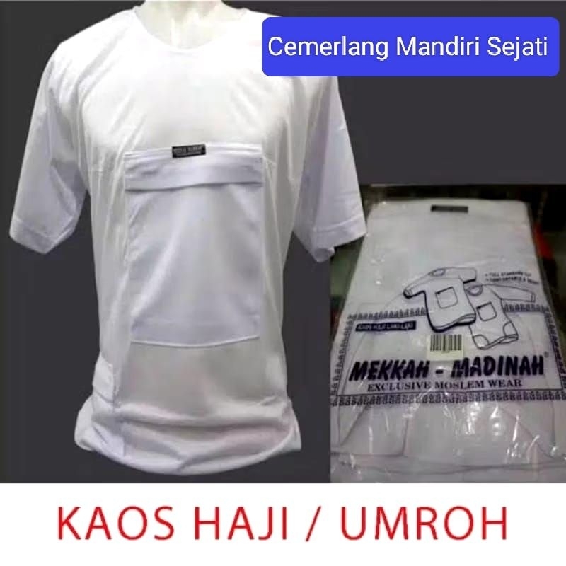 Baju Kaos Dalam Haji Pria/ Laki laki Kantong Resleting Bahan Katun Adem (CMS)