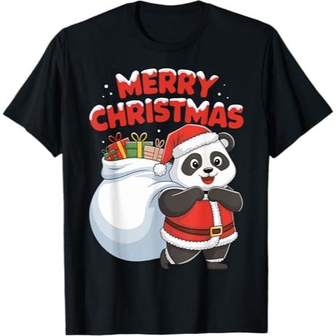 Kidsnesia - Merry Christmas panda T-Shirt