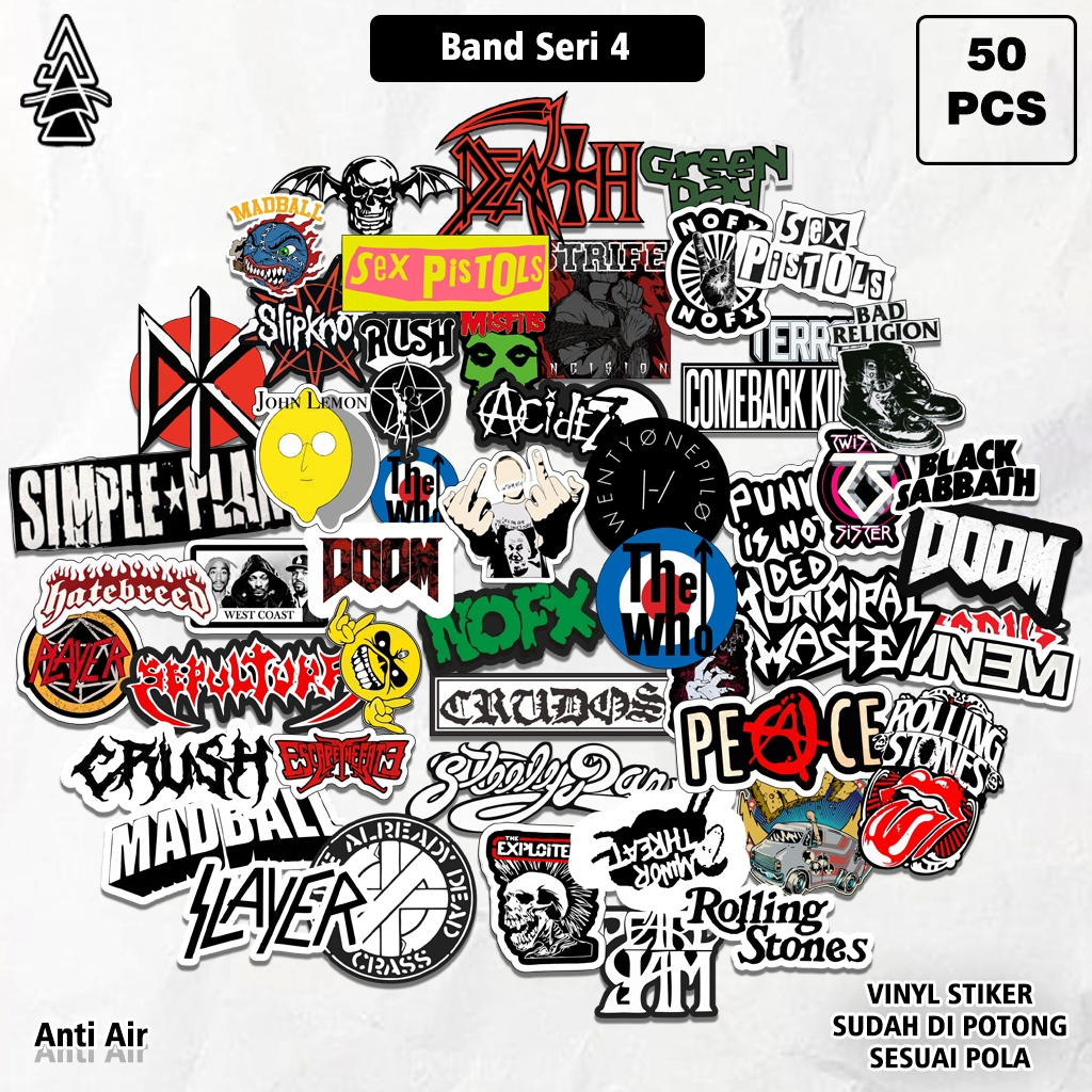 

Stiker Pack Band Musik Sticker Laptop, Helm, Case Hp, Motor Anti Air Premium Paper