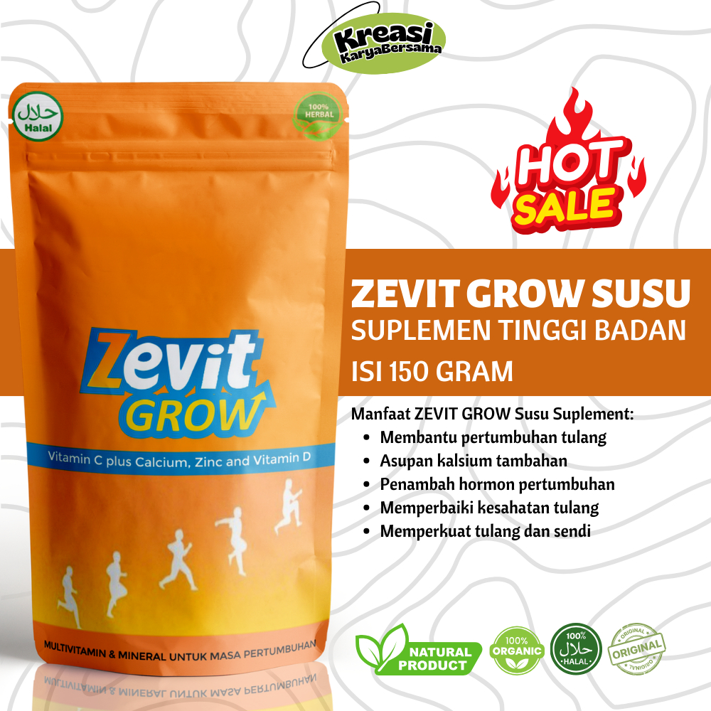 ZEVIT GROW SUSU SUPLEMEN - SUSU KALSIUM PENAMBAH TINGGI BADAN ALAMI ORGANIK TERBAIK UNTUK MENAMBAH T