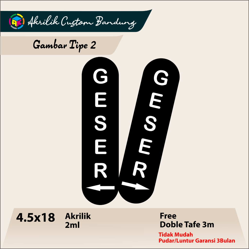 

AKRILIK GESER SLIDE TIPE 2 ACRYLIC CUSTOM SIGN
