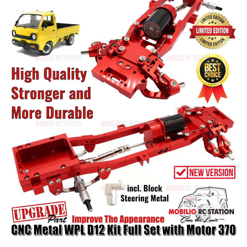 Upgrade CNC Metal WPL D12 Kit Full Set with Motor 370 RC Car Drift