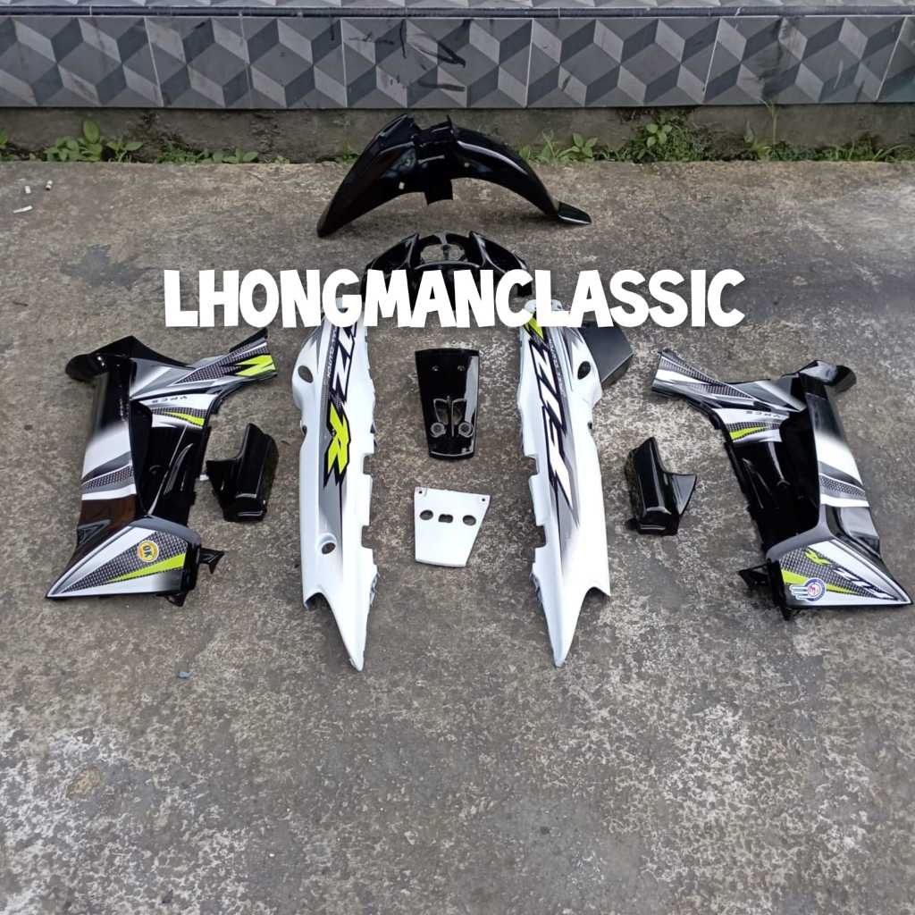 BODY HALUS YAMAHA FIZ R FIZR PUTIH HITAM SET STRIPING HIJAU STABILO