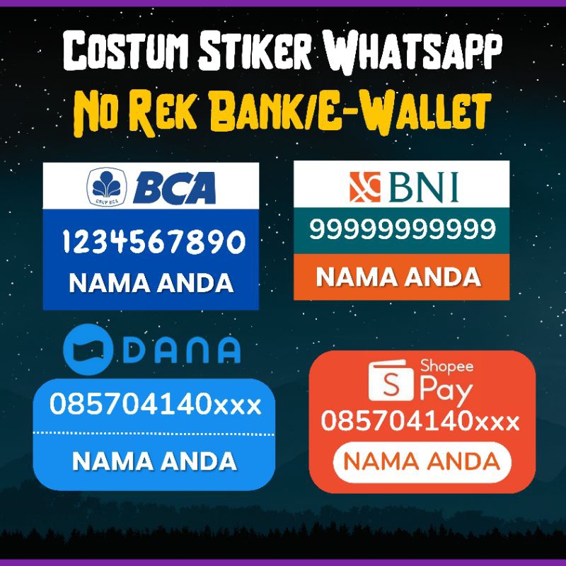 STIKER WHATSAPP REKENING BANK DAN E-WALLET
