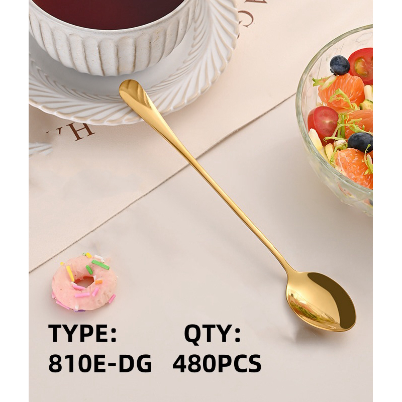 sendok teh panjang TEBAL stainless gold / sendok es panjang emas gold / sendok emas gold tebal