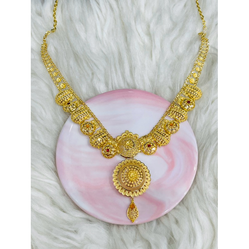 kalung bulat kerawang motif dubai mewah elegant emas asli kadar 700