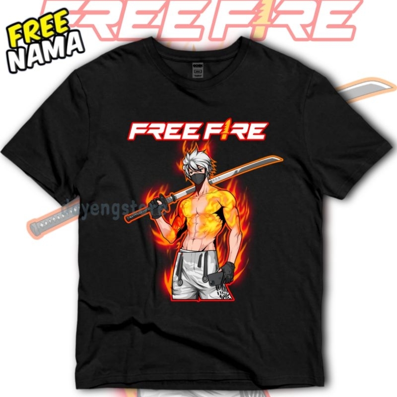 (BISA COD) KAOS ANAK BAJU ANAK FF PEDANG ORANGE VERSI FF KARAKTER FREE NAMA