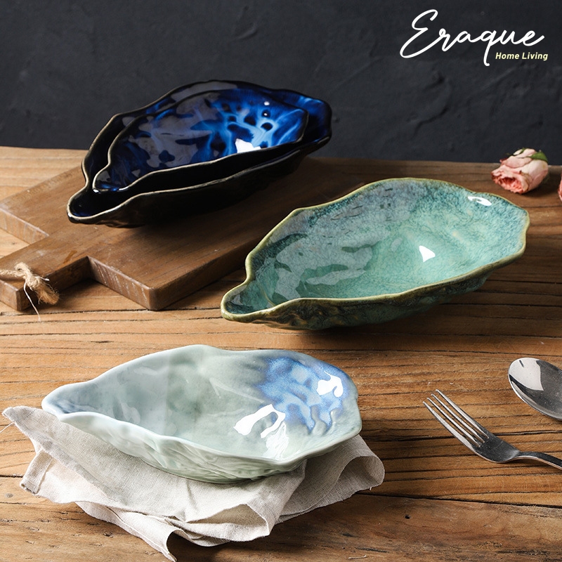 Hanzo Serving Plate A / Piring Mangkok Saji Bentuk Kerang Keramik Jepang Artisan Unik Mewah Estetik