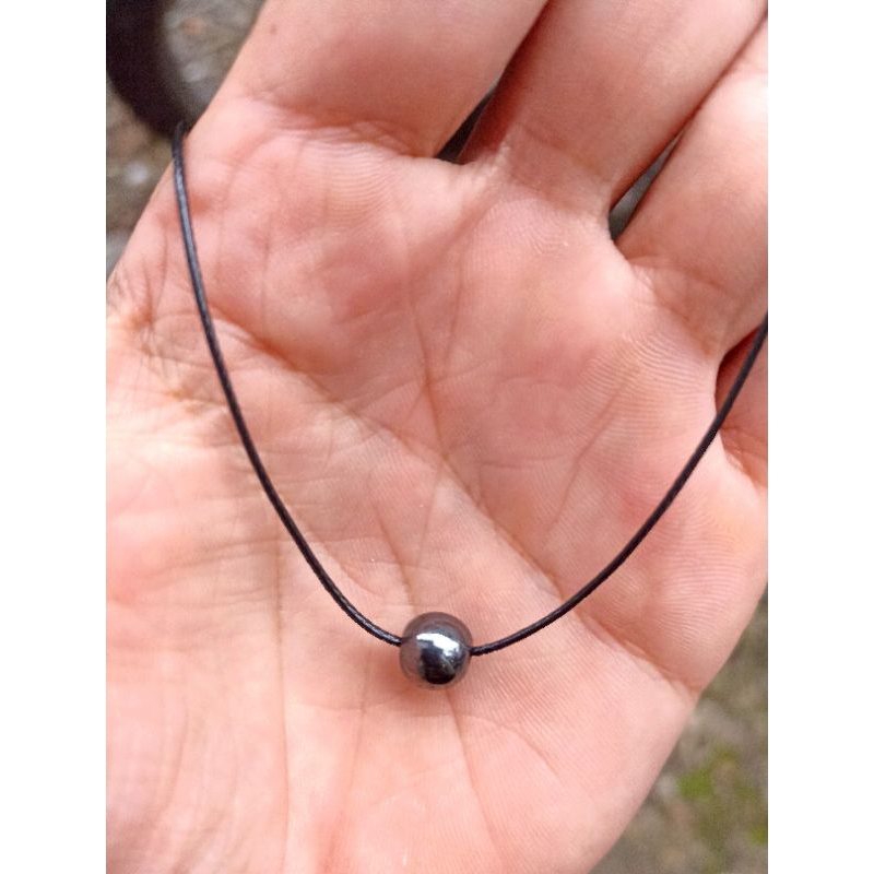 Kalung Liontin Batu Blustin Hitam Waterproof