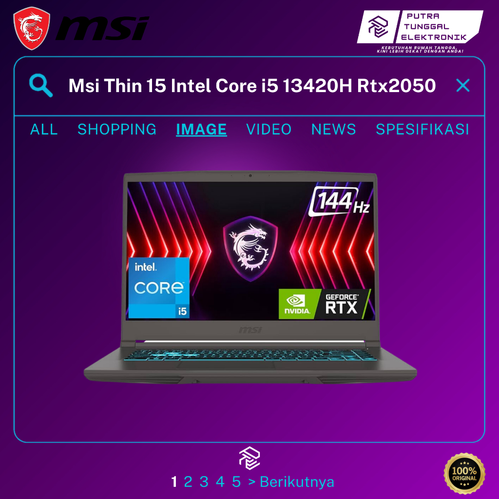 MSI Thin 15 Intel Core i5 13420H RTX2050 Laptop PRODUK 100% ORIGINAL MSI