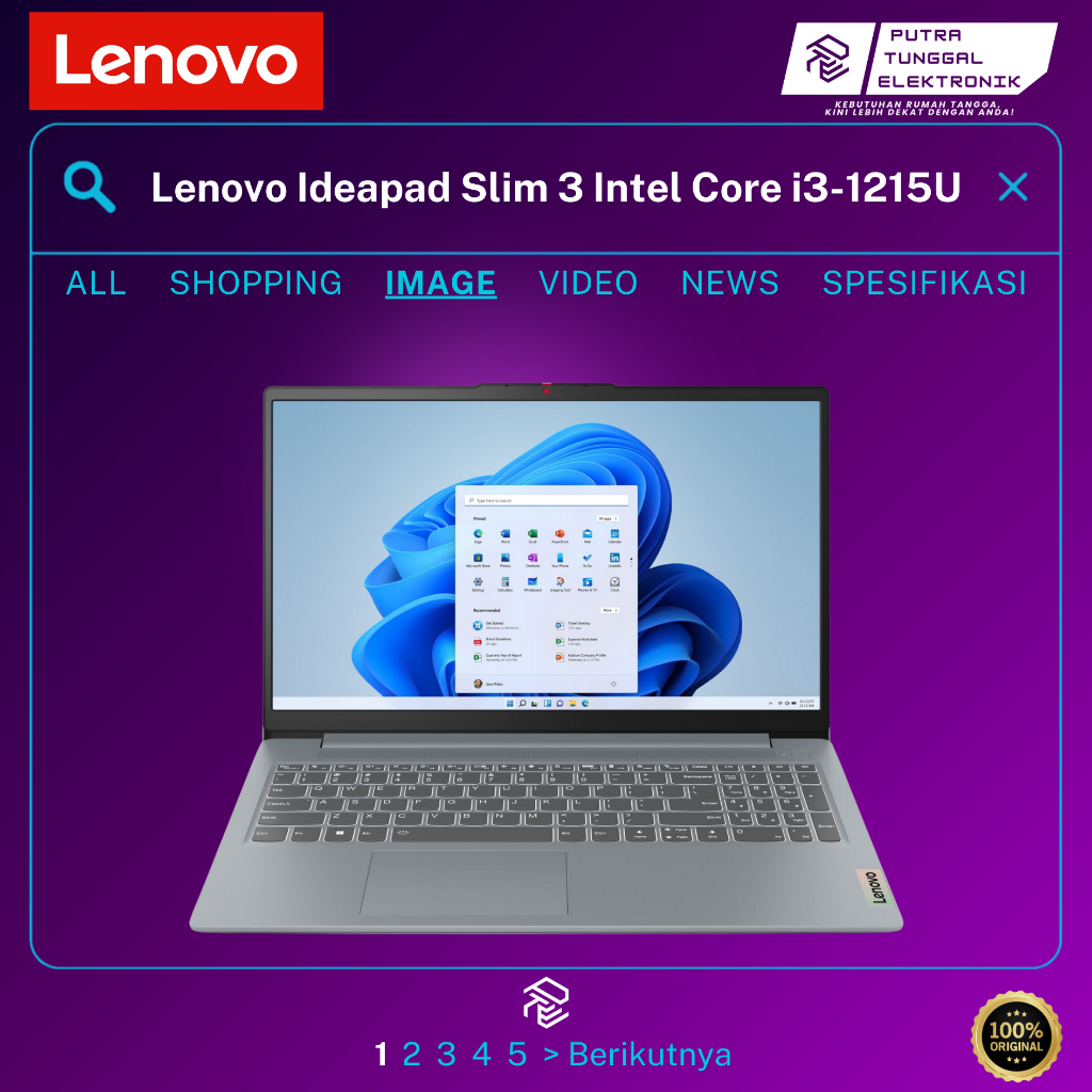 Lenovo IdeaPad Slim 3 Intel Core i3-1215U Laptop PRODUK 100% ORIGINAL LENOVO