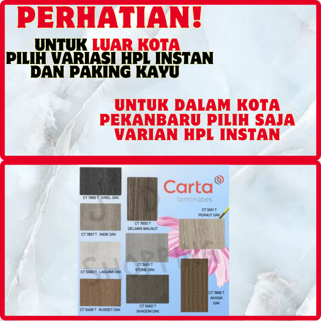 (LUAR KOTA WAJIB PALLET KAYU) HPL CARTA WOODGRAIN CT 5403/5401/5428/5402/7855/5411/7857/7860/7866 T