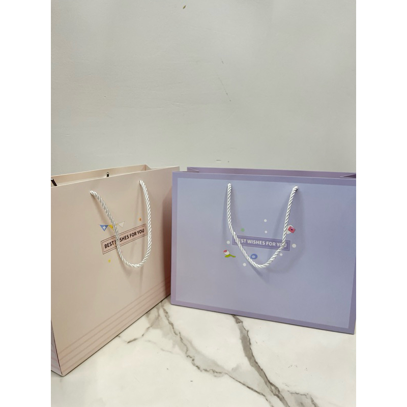 

Paper Bag Lucu Tas Kado Cream Ungu Best Wishes Kualitas Tinggi Tebal Premium