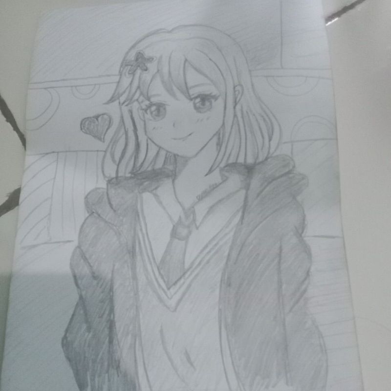 Gambar Art Drawing Anime tak Berwarna pensil.