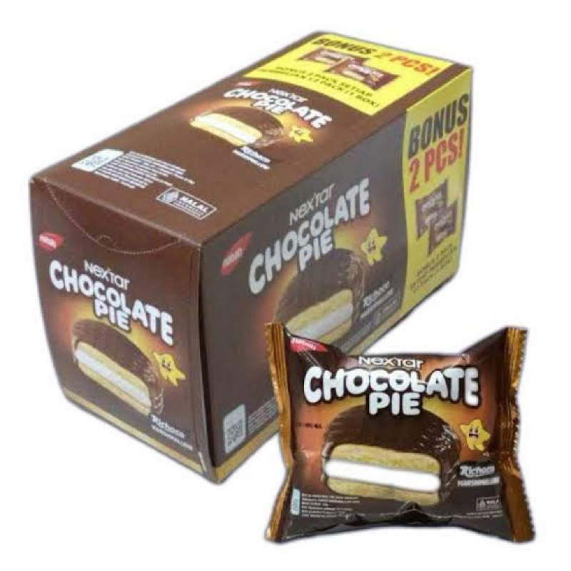 

PROMO Nextar chocolate pie isi 12 bonus 2 pcs/choco pie/keik marsmallow salut coklat