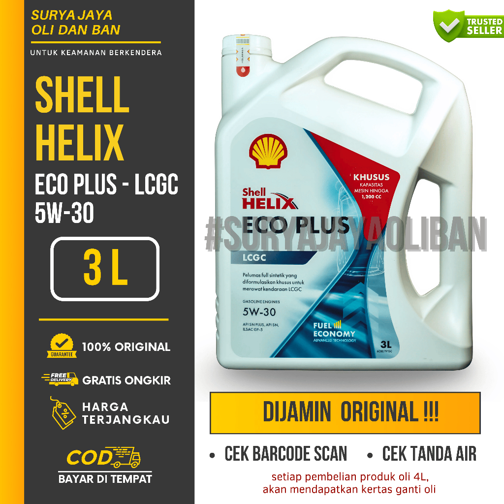 Shell Helix ECO Plus 5W-30 3L / Oli Mesin Mobil Bensin LCGC