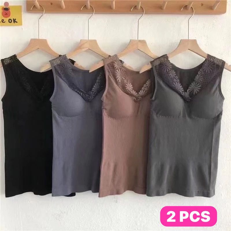 2 PCS TANKTOP WANITA RENDA MODEL TERBARU |Atasan Wanita Camisole Panjang | Sportbra kamisol motif Bu