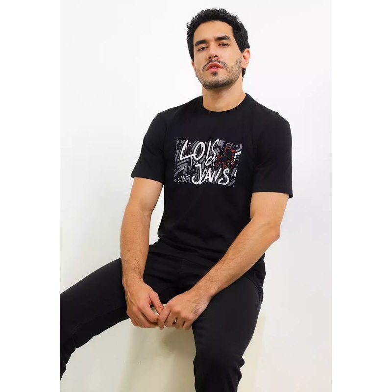 KSL2325 KAOS T-shirt LOIS ORIGINAL PRIA WARNA HITAM BLACK. TERBARU KATUN