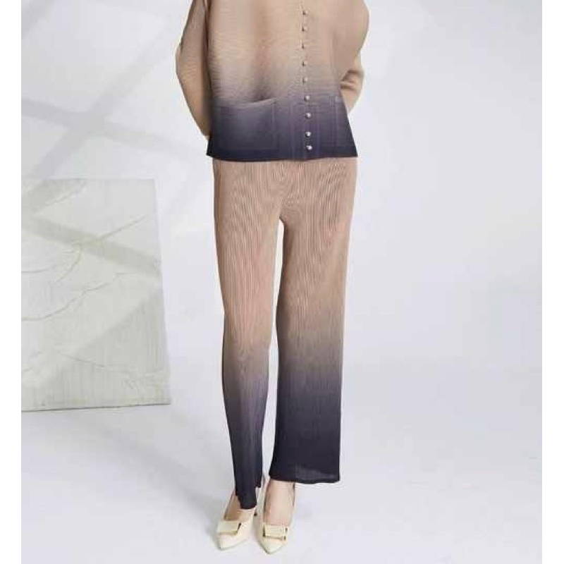 HANYA CELANA|Brown Premium Pleats Ombre Pants|Celana Plisket Import Premium Pleated Pleats