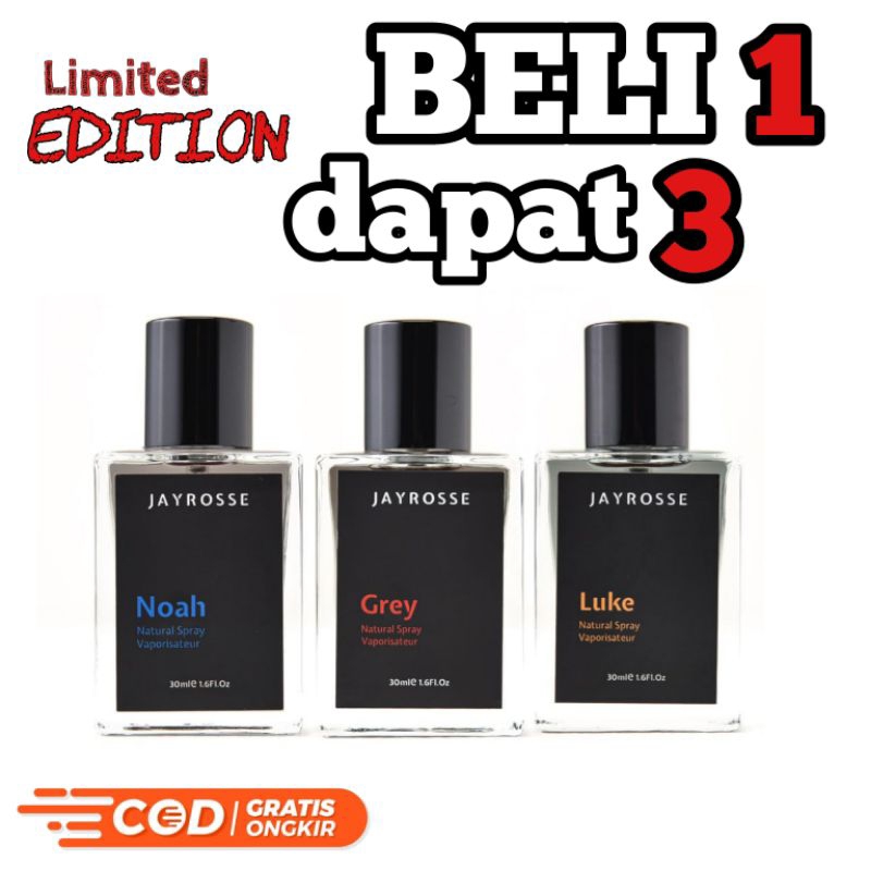 TERLARIS || parfum jayrosse Promo BELI 1 dapat 3 || parfum pria wanita