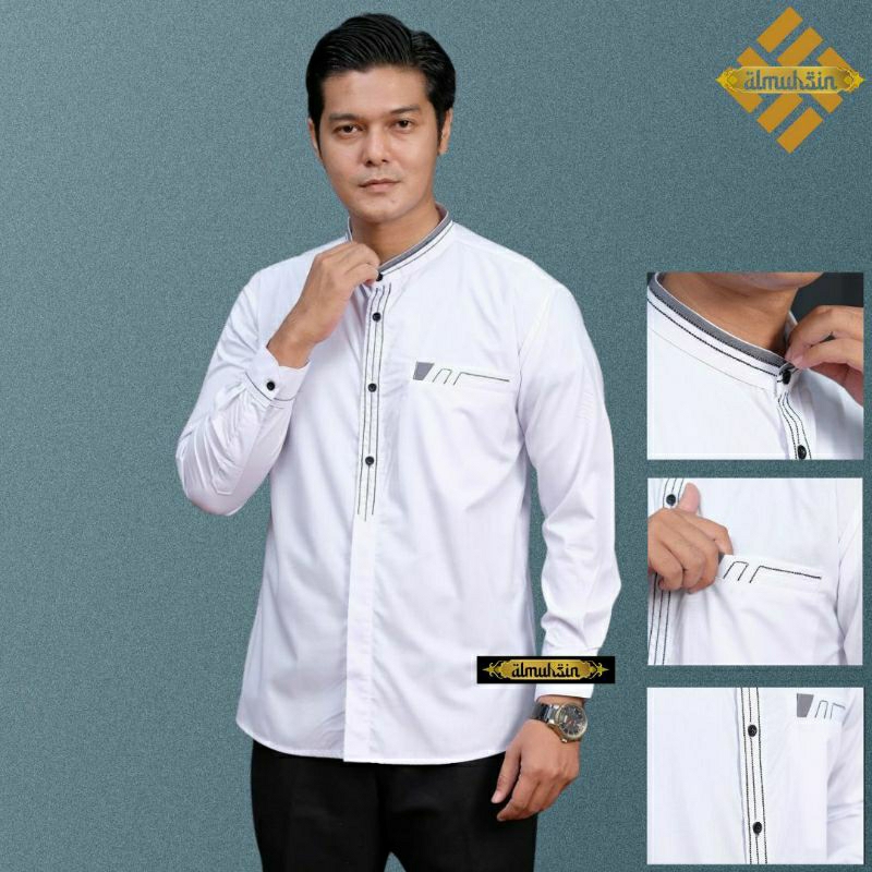 BAJU KOKO PUTIH LENGAN PANJANG M L XL XXL BAHAN TOYOBO DELUXE PREMIUM BORDIL SIMPEL ELEGAN SERAGAM H