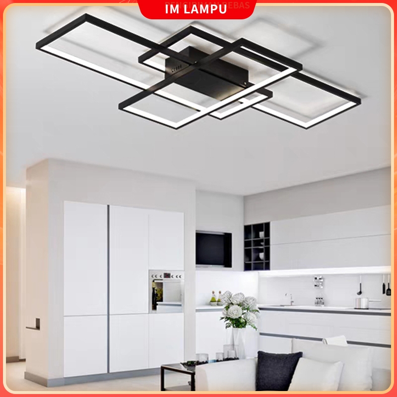 (Remote) Lampu PLafon persegi panjang lampu PLafon ruang tamu Lampu PLafon kamar tidur LED 3 warna