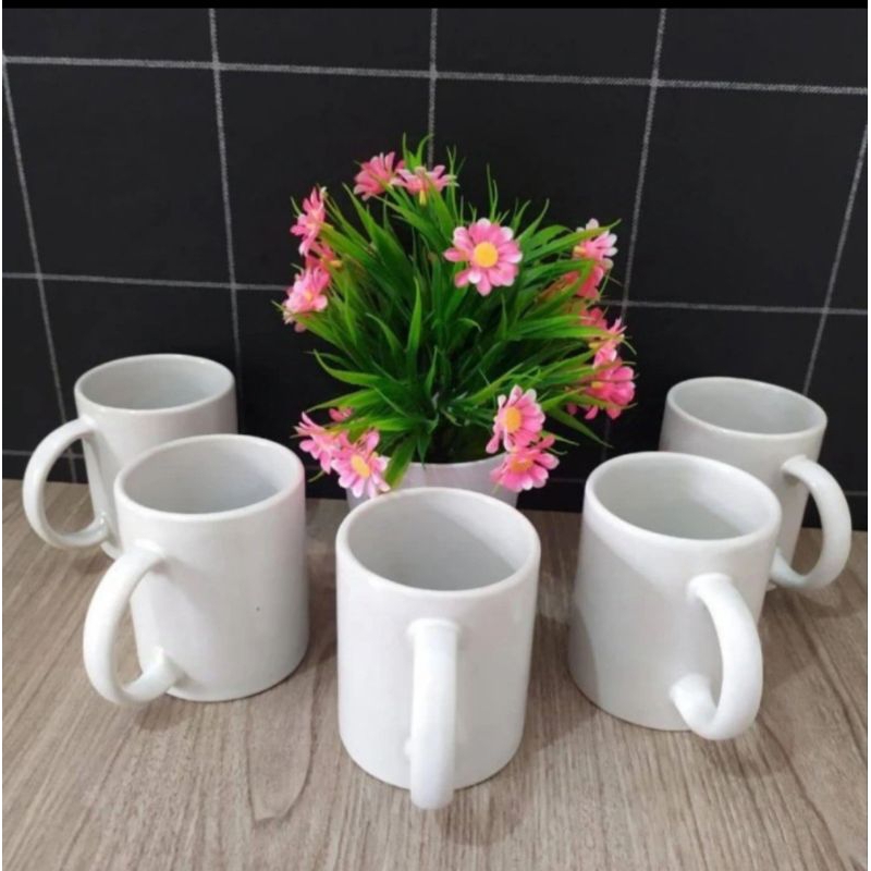 MUG KERAMIK GELAS POLOS PUTIH & HITAM
