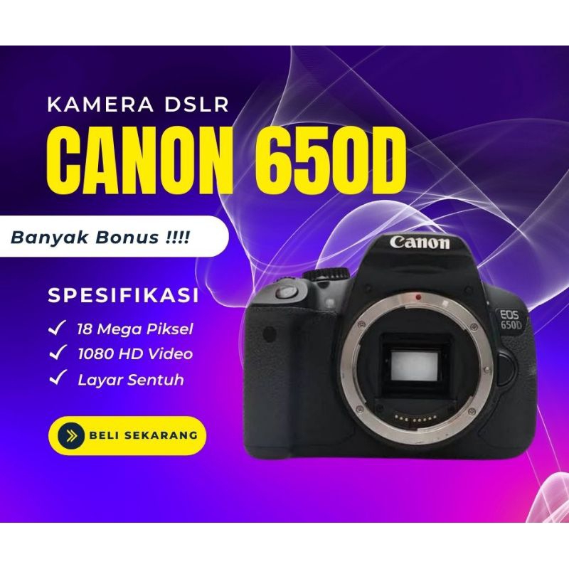 Canon DSLR Camera EOS 650D Bekas Mulus Normal Body Tanpa Lensa Banyak Bonus
