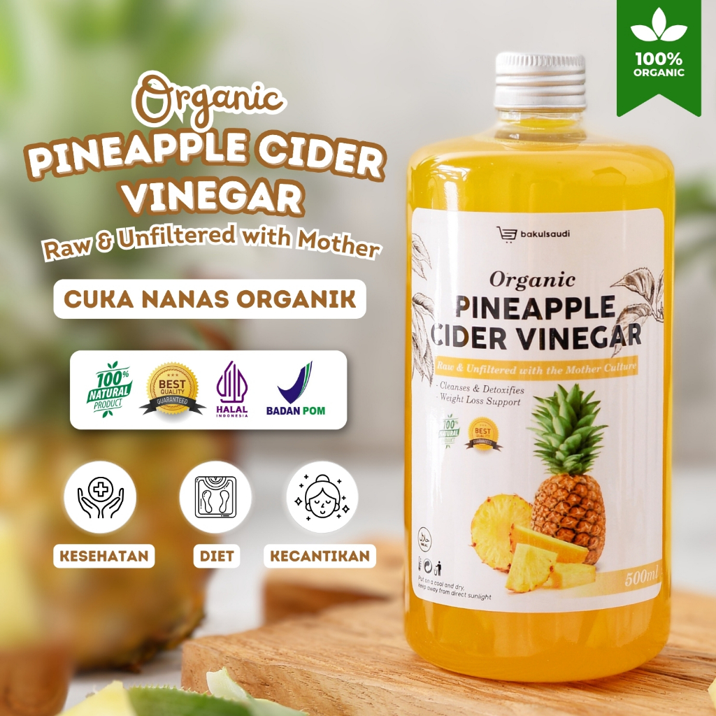 

CUKA NANAS ORGANIK ORIGINAL 100% WITH MOTHER 500ml / PINEAPPLE CIDER VINEGAR ORGANIC TANPA CAMPURAN