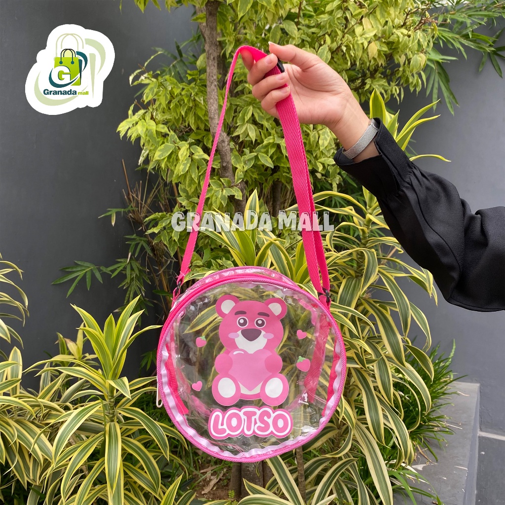 

Belvina Bag Tas Slempang Premium Bulat Mika Bening Gratis Hang Tag Nama