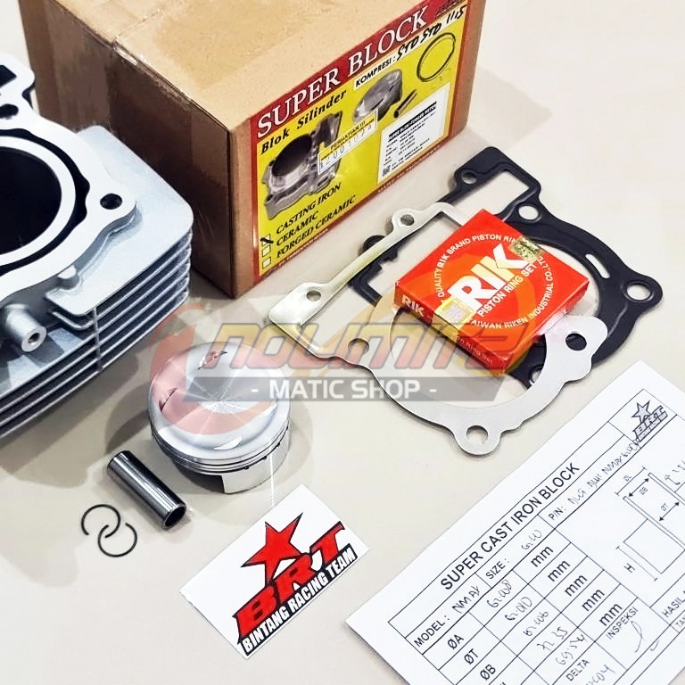 Blok Seher Mesin BRT Super Cast Iron Bore Up Piston 62mm NMAX Aerox Lexi XSR WR155 R15 Vixion VVA