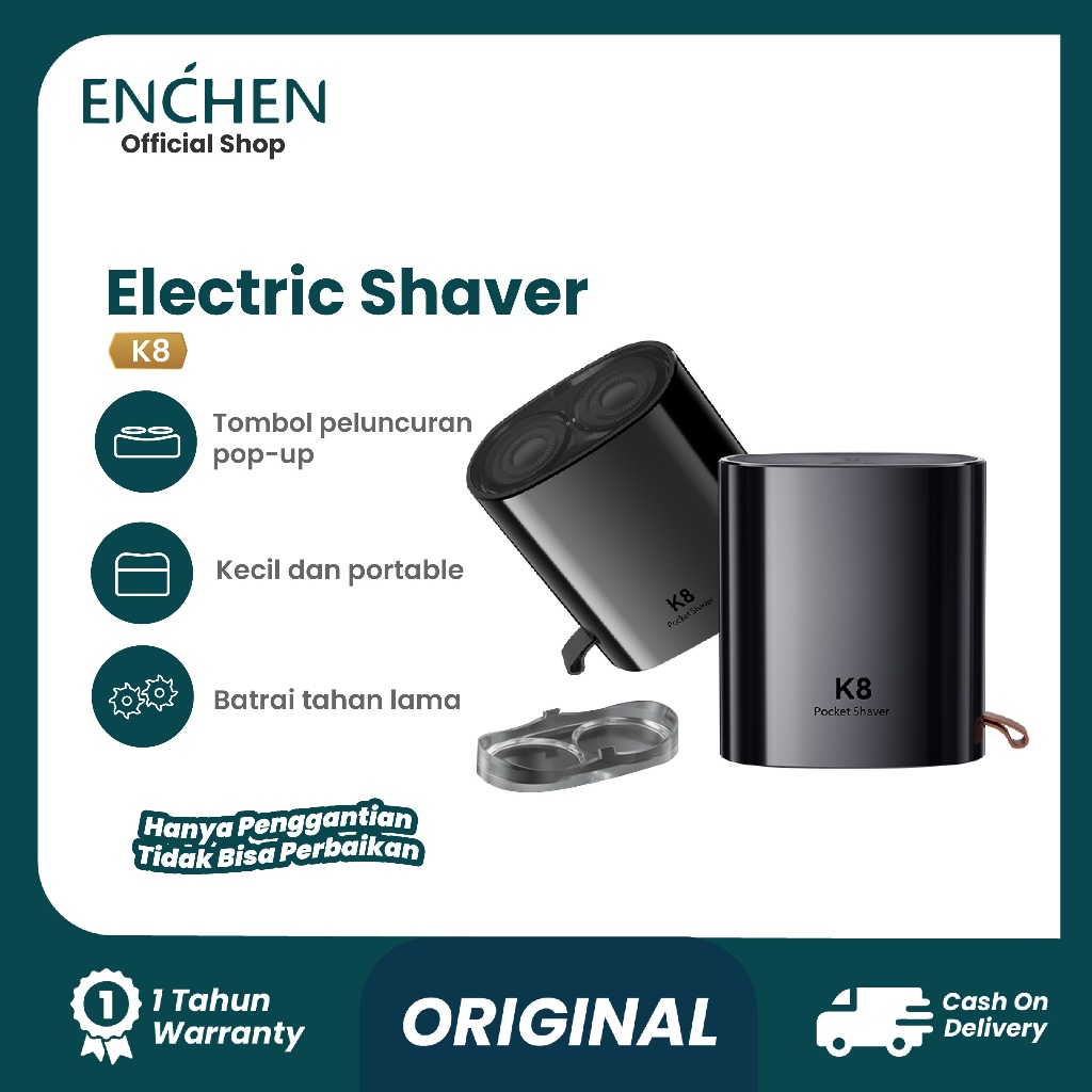 ENCHEN K8 Pop-up Alat Cukur Elektrik Pencukur Jenggot Travel Waterproof Portable