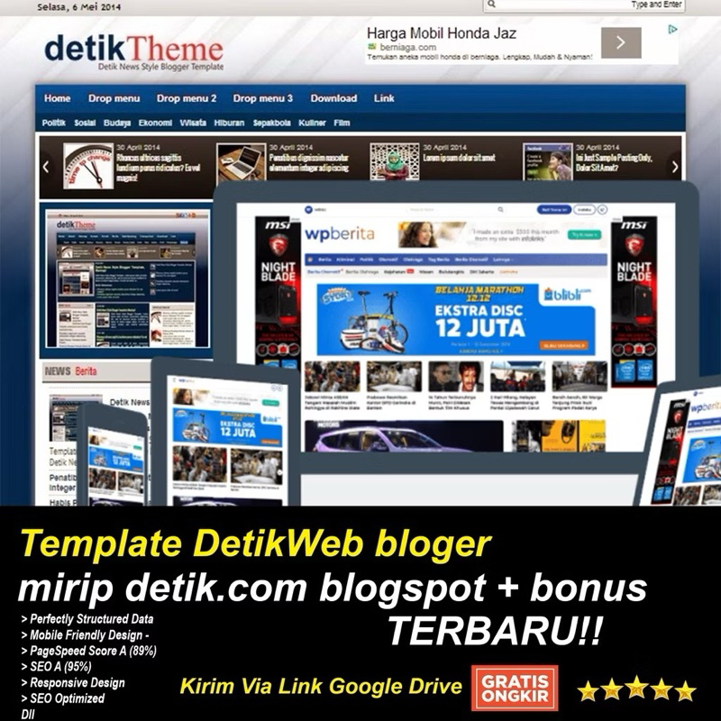 Template DetikWeb bloger mirip detik.com blogspot + bonus